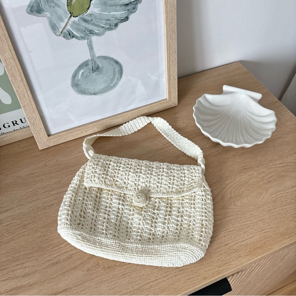 Elegant Cream Woven Handbag